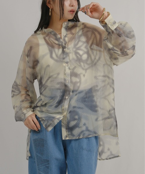 palm RICHE(ポームリシュ)の「モダンドットレトロ柄SH(シャツ/ブラウス・レディース・ブラック/アイボリー・M)」の3枚目の写真
