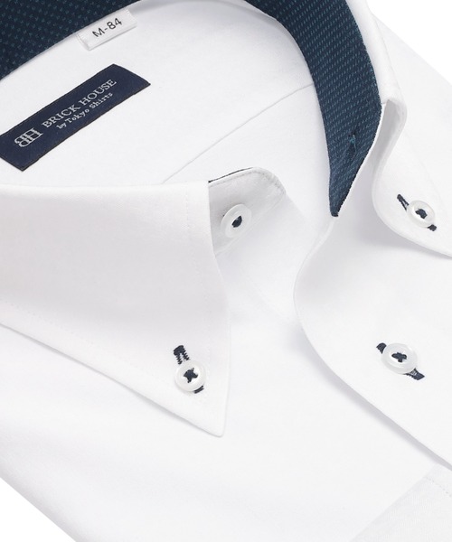 TOKYO SHIRTS（トウキョウシャツ）の「【吸水速乾】【COFREX】形態安定ノンアイロン ボタンダウン 長袖ビジネスワイシャツ（ビジネスシャツ・メンズ・ホワイト・首回り39cm-裄丈80cm/首回り39cm-裄丈84cm/首回り41cm-裄丈82cm/首回り41cm-裄丈86cm/首回り42cm-裄丈82cm/首回り42cm-裄丈86cm/首回り43cm-裄丈82cm/首回り43cm-裄丈86cm/首回り37cm-裄丈80cm/首回り37cm-裄丈84cm）」の3枚目の写真