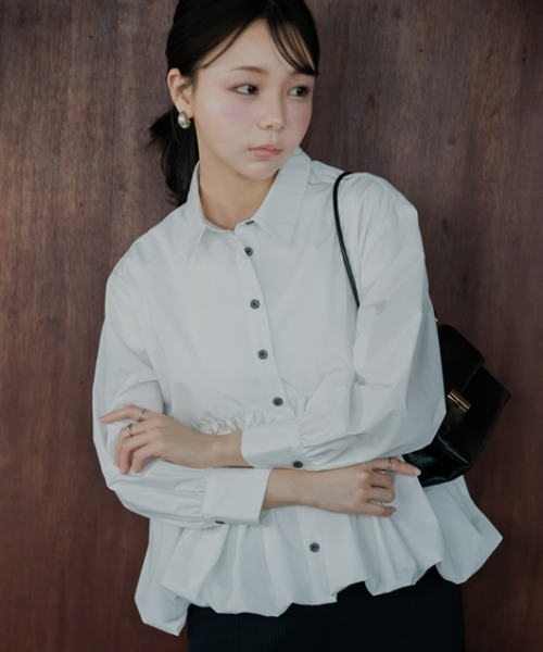 Petitjo(プッチージョ)の「小さいサイズ 襟付バルーンシャツ 低身長さん・小柄女性(シャツ/ブラウス・レディース・ホワイト/サックスブルー・PL/PM/PS/PSS)」の11枚目の写真