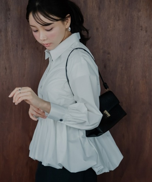 Petitjo(プッチージョ)の「小さいサイズ 襟付バルーンシャツ 低身長さん・小柄女性(シャツ/ブラウス・レディース・ホワイト/サックスブルー・PL/PM/PS/PSS)」の12枚目の写真