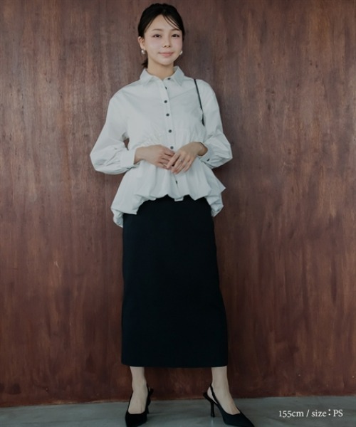 Petitjo(プッチージョ)の「小さいサイズ 襟付バルーンシャツ 低身長さん・小柄女性(シャツ/ブラウス・レディース・ホワイト/サックスブルー・PL/PM/PS/PSS)」の18枚目の写真