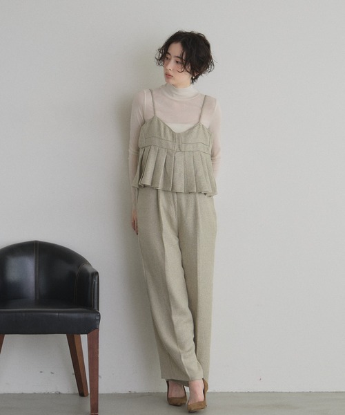 ツイードプリーツビスチェオールインワン（つなぎ/オールインワン