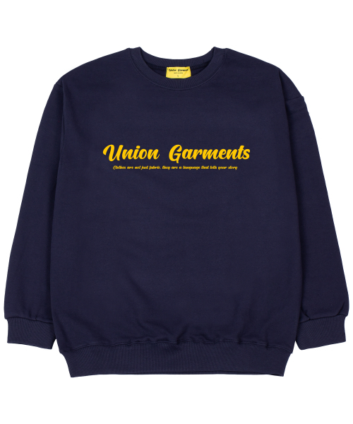 Union Garments(ユニオンガーメンツ)の「ガーメンツロゴ 裏毛 オーバーサイズ スウェットTシャツ ネイビー(スウェット・レディース・その他・MEDIUM/LARGE/X-LARGE/XX-LARGE)」の1枚目の写真