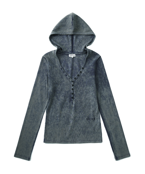 stone  Mサイズ パーカー フーディー V NECK BUTTON HOODIE (STONE BROWN)（パーカー）｜ZIZEMUSEUM（ジゼ