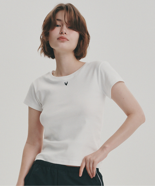 DEARMYDEER(ディアマイディア)の「ディアシンボルクロップTシャツ(ホワイト)(Tシャツ/カットソー・レディース・その他・FREE)」の1枚目の写真
