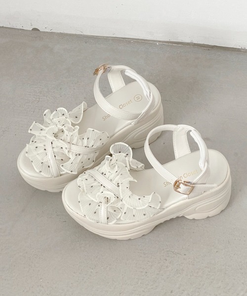 Shoes in Closet(シューズインクローゼット)の「【新色登場】+9.0㎝ 軽量 厚底 スタイルアップソール シアー クロス ベルト サンダル 5470(サンダル・レディース・ダークブラウン/ブラック×ブラック/ホワイト/ホワイト系3/ブラック系3・M/S/LL/L)」の10枚目の写真