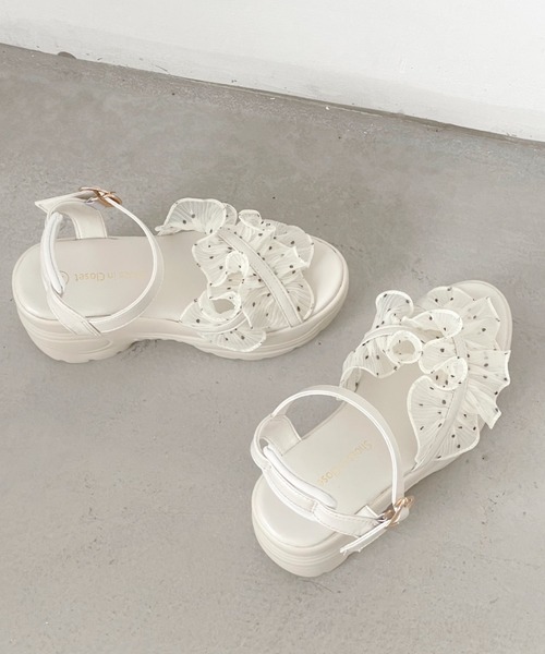 Shoes in Closet(シューズインクローゼット)の「【新色登場】+9.0㎝ 軽量 厚底 スタイルアップソール シアー クロス ベルト サンダル 5470(サンダル・レディース・ダークブラウン/ブラック×ブラック/ホワイト/ホワイト系3/ブラック系3・M/S/LL/L)」の11枚目の写真