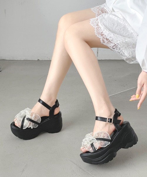 Shoes in Closet(シューズインクローゼット)の「【新色登場】+9.0㎝ 軽量 厚底 スタイルアップソール シアー クロス ベルト サンダル 5470(サンダル・レディース・ダークブラウン/ブラック×ブラック/ホワイト/ホワイト系3/ブラック系3・M/S/LL/L)」の14枚目の写真
