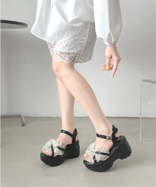 Shoes in Closet(シューズインクローゼット)の「【新色登場】+9.0㎝ 軽量 厚底 スタイルアップソール シアー クロス ベルト サンダル 5470(サンダル・レディース・ダークブラウン/ブラック×ブラック/ホワイト/ホワイト系3/ブラック系3・M/S/LL/L)」の16枚目の写真