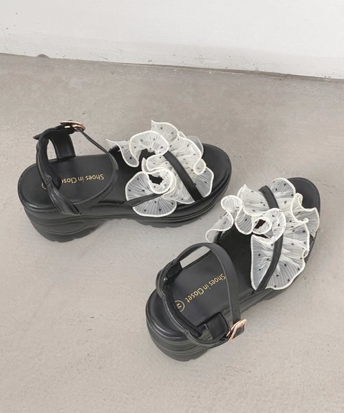 Shoes in Closet(シューズインクローゼット)の「【新色登場】+9.0㎝ 軽量 厚底 スタイルアップソール シアー クロス ベルト サンダル 5470(サンダル・レディース・ダークブラウン/ブラック×ブラック/ホワイト/ホワイト系3/ブラック系3・M/S/LL/L)」の18枚目の写真