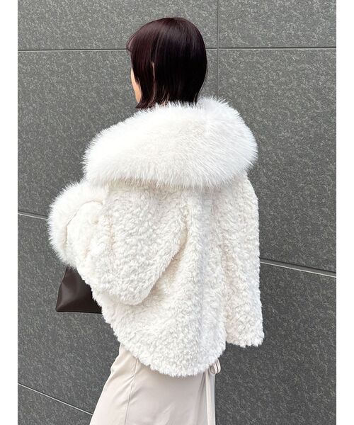 LAGUNAMOON（ラグナムーン）の「ビッグカラーエコファージャケット（その他アウター・レディース・ライトグレー/ホワイト・FREE）」の7枚目の写真