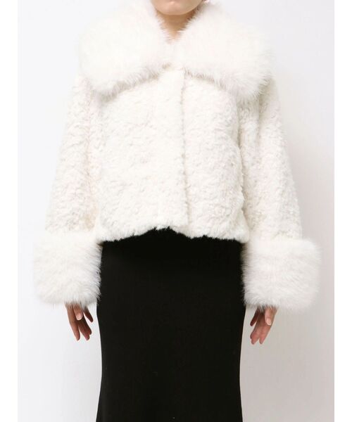 LAGUNAMOON（ラグナムーン）の「ビッグカラーエコファージャケット（その他アウター・レディース・ライトグレー/ホワイト・FREE）」の9枚目の写真