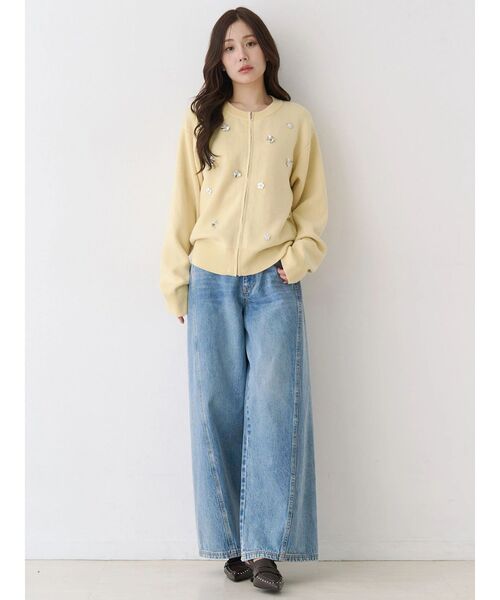 CALNAMUR(カルナムール)の「フロントジップビジューニットカーディガン(カーディガン/ボレロ・レディース・グレー/ネイビー/イエロー・FREE)」の10枚目の写真