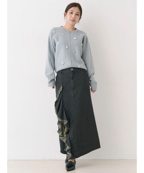 CALNAMUR(カルナムール)の「フロントジップビジューニットカーディガン(カーディガン/ボレロ・レディース・グレー/ネイビー/イエロー・FREE)」の14枚目の写真