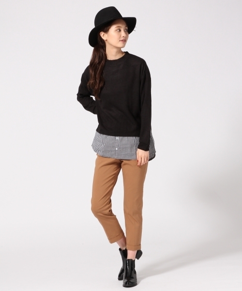 GLOBAL WORK（グローバルワーク）の「シャツコンビプルオーバー長袖２/709683（ニット/セーター・レディース・ブラック/ライトベージュ/ネイビー/グレー・SMALL/LARGE/MEDIUM）」の5枚目の写真