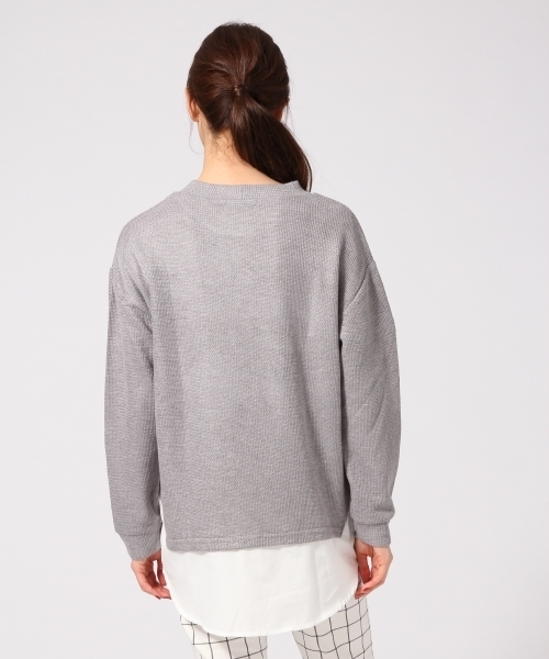 GLOBAL WORK（グローバルワーク）の「シャツコンビプルオーバー長袖２/709683（ニット/セーター・レディース・ブラック/ライトベージュ/ネイビー/グレー・SMALL/LARGE/MEDIUM）」の8枚目の写真