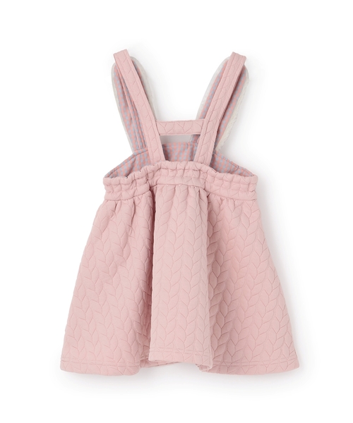 baby cheer（ベイビーチアー）の「りんごポケットジャンパースカート（ジャンパースカート・キッズ・ピンク/ネイビー/ホワイト系・120cm/110cm/80ｃｍ/90cm/100cm）」の4枚目の写真