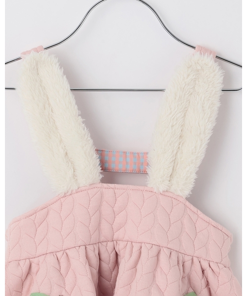 baby cheer（ベイビーチアー）の「りんごポケットジャンパースカート（ジャンパースカート・キッズ・ピンク/ネイビー/ホワイト系・120cm/110cm/80ｃｍ/90cm/100cm）」の5枚目の写真