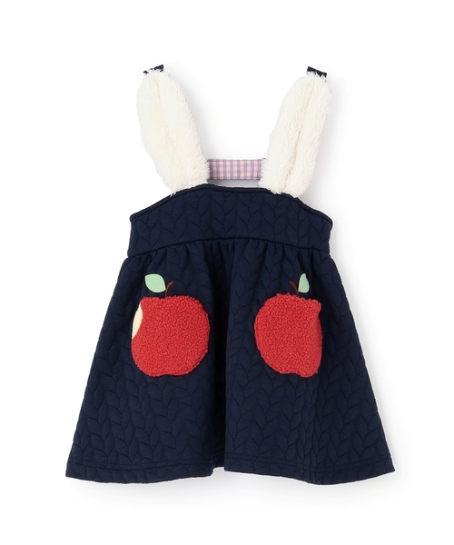 baby cheer（ベイビーチアー）の「りんごポケットジャンパースカート（ジャンパースカート・キッズ・ピンク/ネイビー/ホワイト系・120cm/110cm/80ｃｍ/90cm/100cm）」の18枚目の写真