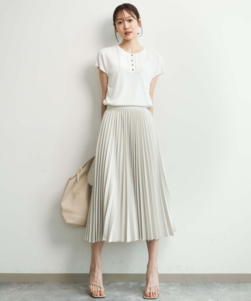 MK MICHEL KLEIN（エムケーミッシェルクラン）の「[洗える]プリーツデザインスカート（スカート・レディース・ネイビー/ベージュ・38）」の18枚目の写真