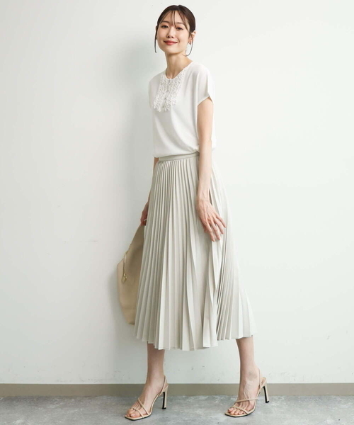 MK MICHEL KLEIN（エムケーミッシェルクラン）の「[洗える]プリーツデザインスカート（スカート・レディース・ネイビー/ベージュ・38）」の17枚目の写真