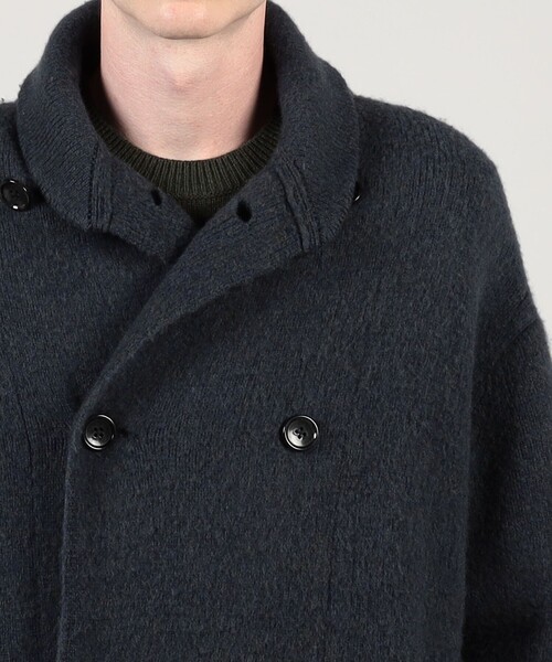 ウールカシミヤシルク ダブルブレステッド ニットコート（ニット