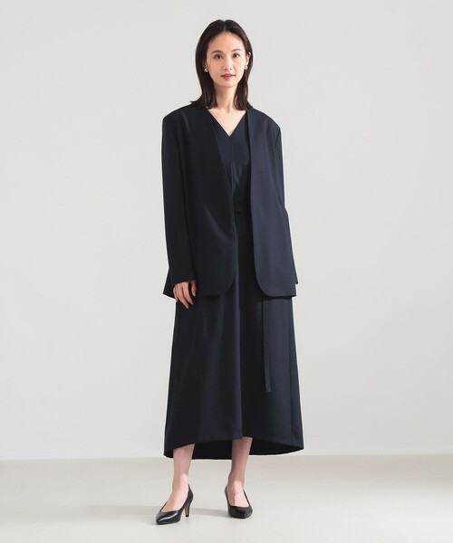 ATON(エイトン)の「ATON / ウールトロピカル ノーカラー ジャケット(ノーカラージャケット・レディース・ネイビー/ブラック・02/01)」の8枚目の写真