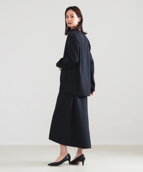 ATON(エイトン)の「ATON / ウールトロピカル ノーカラー ジャケット(ノーカラージャケット・レディース・ネイビー/ブラック・02/01)」の10枚目の写真