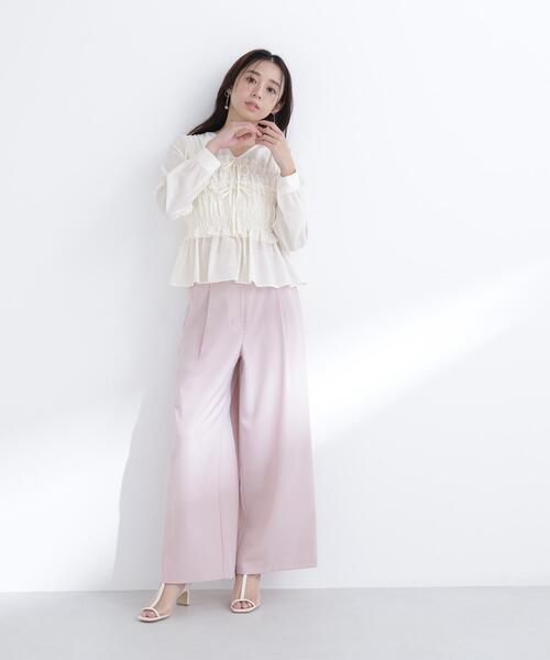 NATURAL BEAUTY BASIC(ナチュラルビューティーベーシック)の「◇ベルテッドタックワイドパンツ(その他パンツ・レディース・ピンク/ベージュ/ブラック・P/S/MEDIUM)」の3枚目の写真