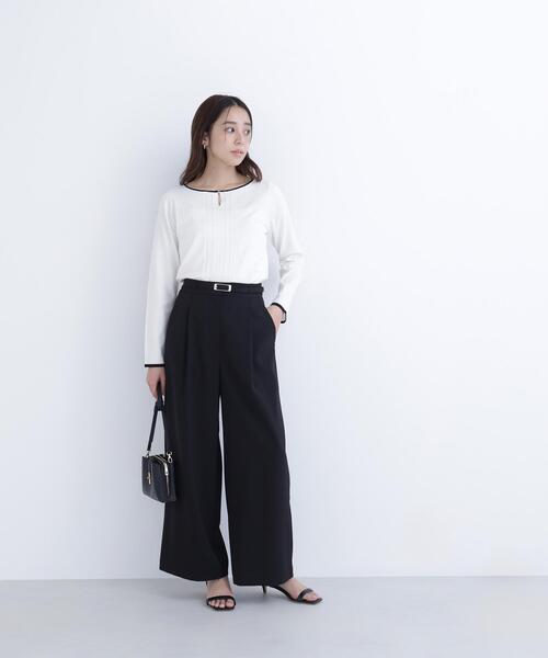NATURAL BEAUTY BASIC(ナチュラルビューティーベーシック)の「◇ベルテッドタックワイドパンツ(その他パンツ・レディース・ピンク/ベージュ/ブラック・P/S/MEDIUM)」の1枚目の写真