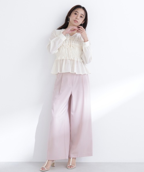 NATURAL BEAUTY BASIC(ナチュラルビューティーベーシック)の「◇ベルテッドタックワイドパンツ(その他パンツ・レディース・ピンク/ベージュ/ブラック・P/S/MEDIUM)」の3枚目の写真