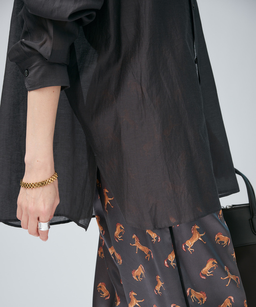 TICCA(ティッカ)の「TICCA ティッカ コットンシルクスクエアビッグシャツ uni 0261401113(シャツ/ブラウス・レディース・チャコールグレー/ホワイト・FREE)」の8枚目の写真