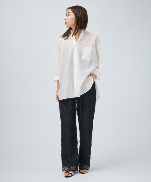 TICCA(ティッカ)の「TICCA ティッカ コットンシルクスクエアビッグシャツ uni 0261401113(シャツ/ブラウス・レディース・チャコールグレー/ホワイト・FREE)」の9枚目の写真