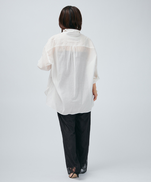 TICCA(ティッカ)の「TICCA ティッカ コットンシルクスクエアビッグシャツ uni 0261401113(シャツ/ブラウス・レディース・チャコールグレー/ホワイト・FREE)」の10枚目の写真