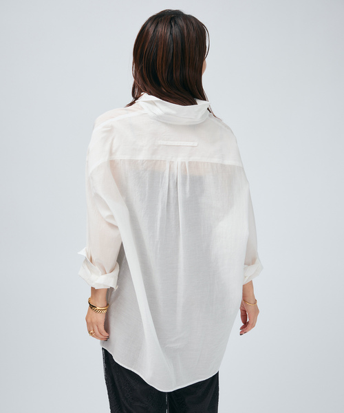 TICCA(ティッカ)の「TICCA ティッカ コットンシルクスクエアビッグシャツ uni 0261401113(シャツ/ブラウス・レディース・チャコールグレー/ホワイト・FREE)」の14枚目の写真