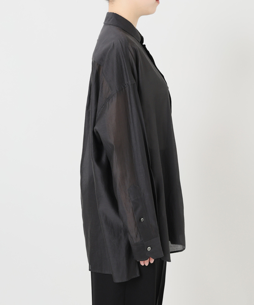 TICCA(ティッカ)の「TICCA ティッカ コットンシルクスクエアビッグシャツ uni 0261401113(シャツ/ブラウス・レディース・チャコールグレー/ホワイト・FREE)」の19枚目の写真