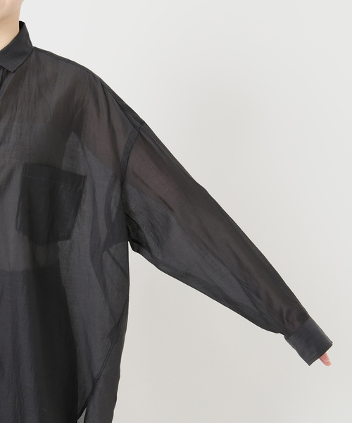 TICCA(ティッカ)の「TICCA ティッカ コットンシルクスクエアビッグシャツ uni 0261401113(シャツ/ブラウス・レディース・チャコールグレー/ホワイト・FREE)」の20枚目の写真