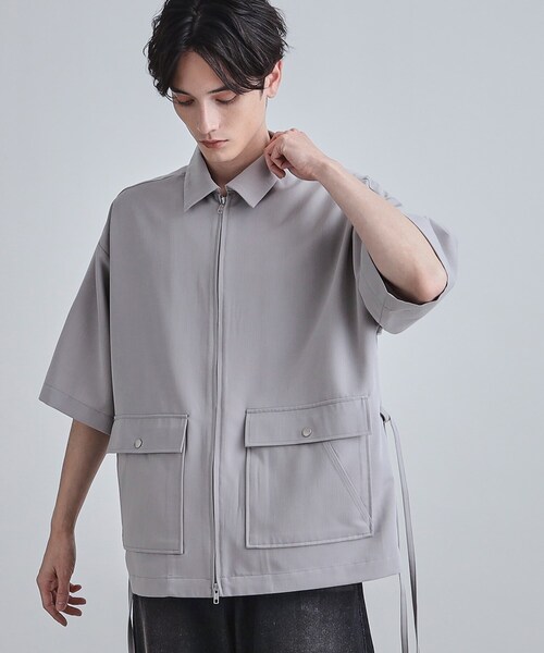新品未使用タグ付き✨TAKEO KIKUCHI 長袖ブルゾン　シャツ　グレー フロントジップシャツアウター（シャツ/ブラウス）｜tk.TAKEO KIKUCHI