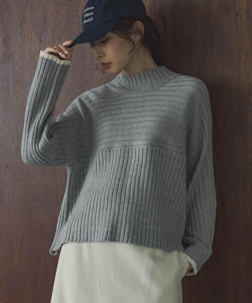 URBAN RESEARCH Sonny Label(アーバンリサーチサニーレーベル)の「ワイドリブ切替えニット(ニット/セーター・レディース・ピンク/オフホワイト/グレー/ブルー・FREE)」の3枚目の写真