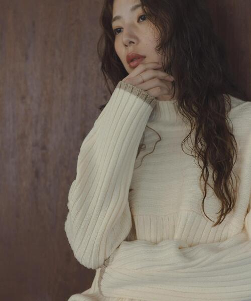 URBAN RESEARCH Sonny Label(アーバンリサーチサニーレーベル)の「ワイドリブ切替えニット(ニット/セーター・レディース・ピンク/オフホワイト/グレー/ブルー・FREE)」の6枚目の写真