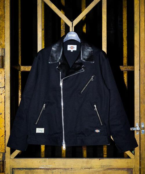 schott(ショット)の「Schott×DICKIES/ショット×ディッキーズ/LEATHER COMB. DOUBLE RIDERS/レザーコンビ ダブルライダース(ブルゾン・メンズ・ブラック系その他/ブラック・M/L/XL)」の21枚目の写真