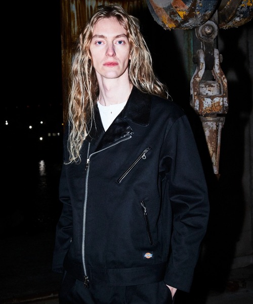 schott(ショット)の「Schott×DICKIES/ショット×ディッキーズ/LEATHER COMB. DOUBLE RIDERS/レザーコンビ ダブルライダース(ブルゾン・メンズ・ブラック系その他/ブラック・M/L/XL)」の2枚目の写真