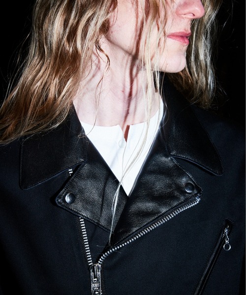 schott(ショット)の「Schott×DICKIES/ショット×ディッキーズ/LEATHER COMB. DOUBLE RIDERS/レザーコンビ ダブルライダース(ブルゾン・メンズ・ブラック系その他/ブラック・M/L/XL)」の4枚目の写真