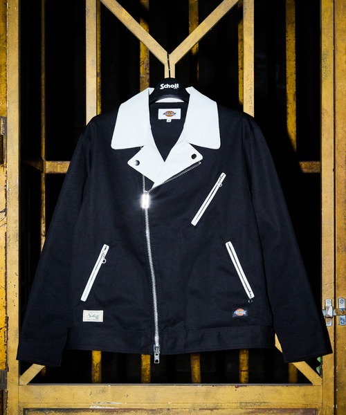 schott(ショット)の「Schott×DICKIES/ショット×ディッキーズ/LEATHER COMB. DOUBLE RIDERS/レザーコンビ ダブルライダース(ブルゾン・メンズ・ブラック系その他/ブラック・M/L/XL)」の8枚目の写真