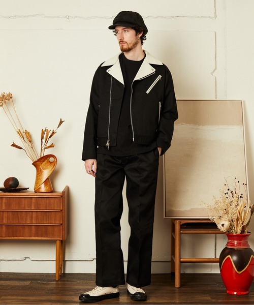 schott(ショット)の「Schott×DICKIES/ショット×ディッキーズ/LEATHER COMB. DOUBLE RIDERS/レザーコンビ ダブルライダース(ブルゾン・メンズ・ブラック系その他/ブラック・M/L/XL)」の12枚目の写真