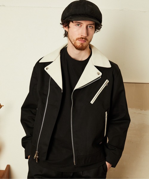 schott(ショット)の「Schott×DICKIES/ショット×ディッキーズ/LEATHER COMB. DOUBLE RIDERS/レザーコンビ ダブルライダース(ブルゾン・メンズ・ブラック系その他/ブラック・M/L/XL)」の10枚目の写真