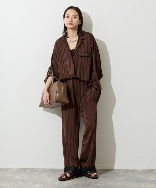 JOURNAL STANDARD(ジャーナルスタンダード)の「【ARCHIVE STANCE/アーカイブスタンス】Satin Stripe Dolman Shirt(シャツ/ブラウス・レディース・ブラウン/ブラック・FREE)」の3枚目の写真