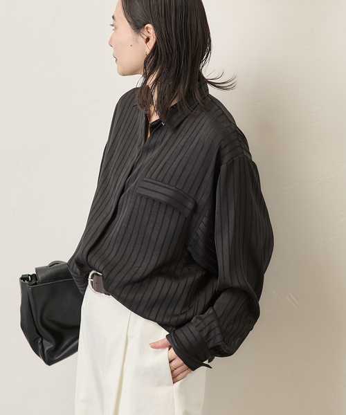 JOURNAL STANDARD(ジャーナルスタンダード)の「【ARCHIVE STANCE/アーカイブスタンス】Satin Stripe Dolman Shirt(シャツ/ブラウス・レディース・ブラウン/ブラック・FREE)」の4枚目の写真