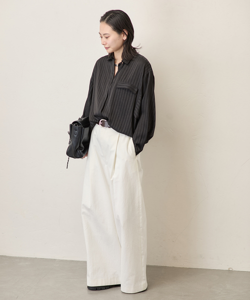 JOURNAL STANDARD(ジャーナルスタンダード)の「【ARCHIVE STANCE/アーカイブスタンス】Satin Stripe Dolman Shirt(シャツ/ブラウス・レディース・ブラウン/ブラック・FREE)」の5枚目の写真