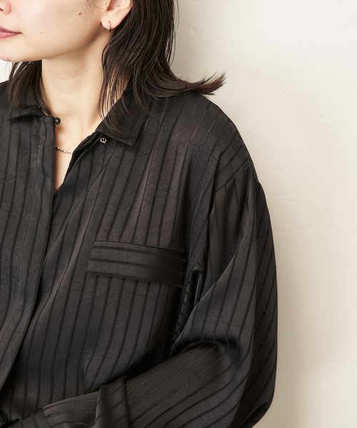 JOURNAL STANDARD(ジャーナルスタンダード)の「【ARCHIVE STANCE/アーカイブスタンス】Satin Stripe Dolman Shirt(シャツ/ブラウス・レディース・ブラウン/ブラック・FREE)」の6枚目の写真